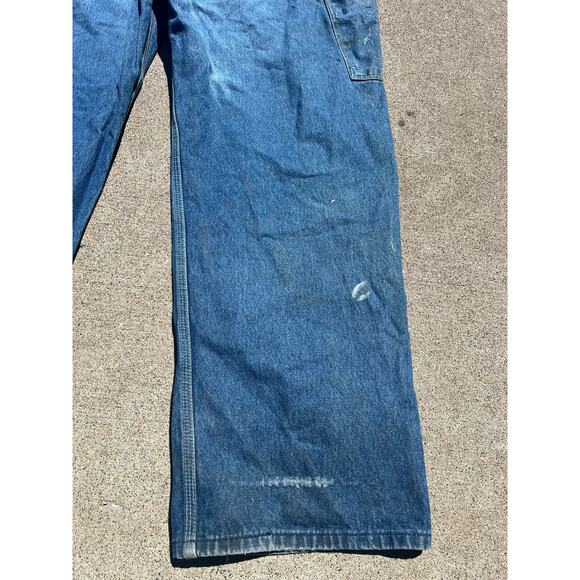 Vintage Dickies Overalls Men Size 42x32 Blue Distressed Cotton Denim Button Fly - Picture 10 of 13